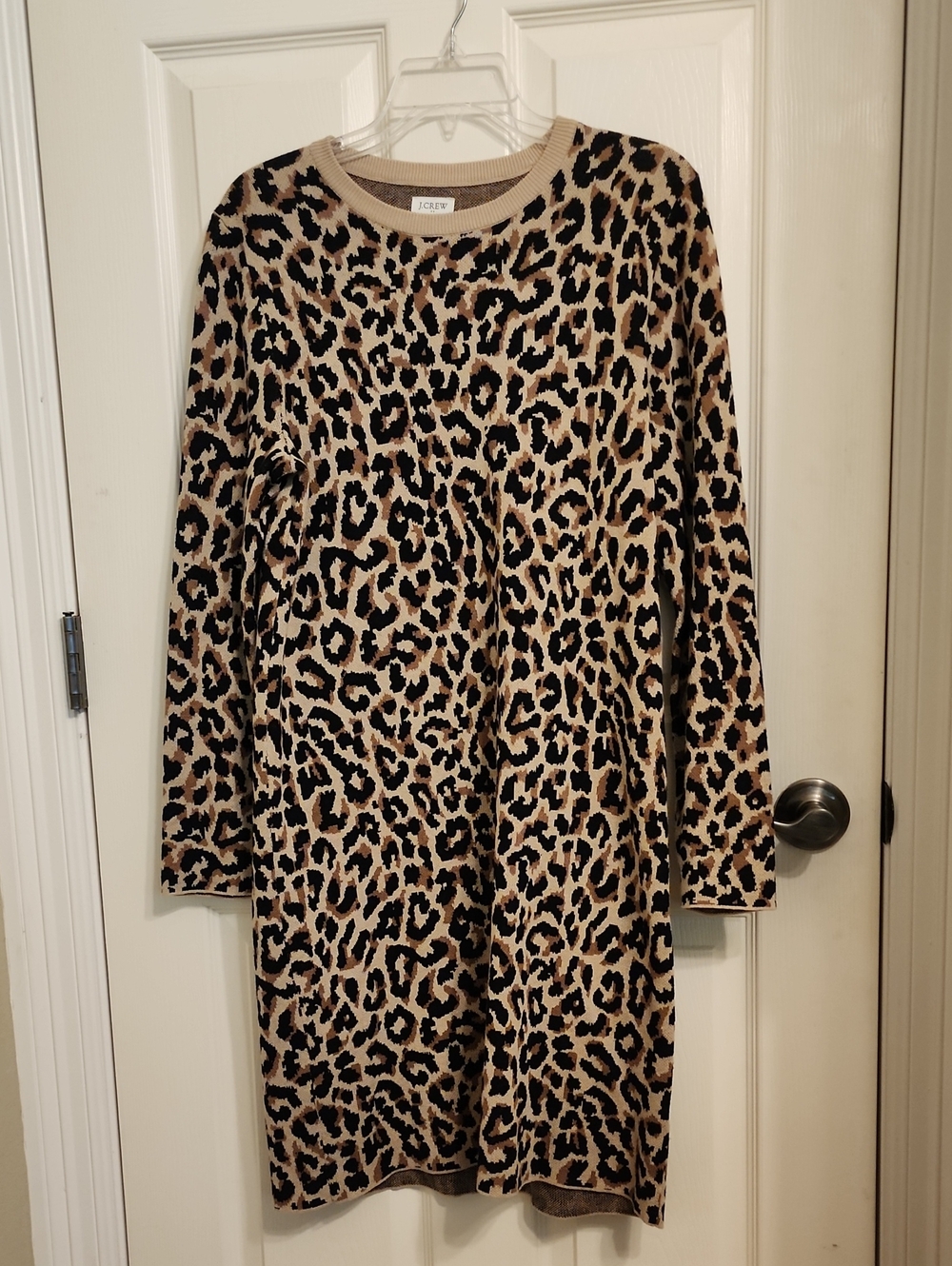 J. Crew Leopard Print Knit Dress in Tan, Cream & Black